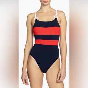 Robin Piccone Babe Lace-Up Back One-Piece Swimsuit, Size 6, $170